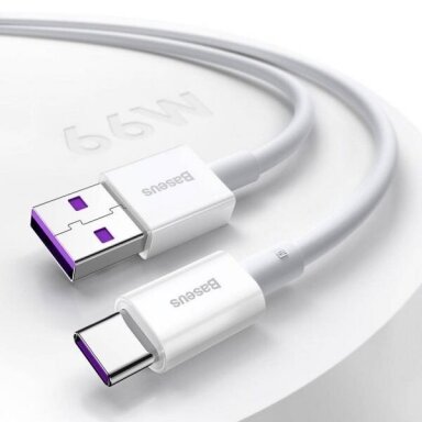 Kabelis Baseus Superior USB -> Type C, 66W, 2m, baltas (CATYS-A02) +++ TOP Komfortas