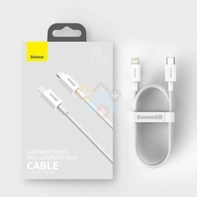 Kabelis Baseus Superior Type C -> Lightning PD, 20W, 1m, baltas (CATLYS-A02) +++ TOP Komfortas 3 Kabelis Baseus Superior Type C -> Lightning PD, 20W, 1m, baltas (CATLYS-A02) +++ TOP Komfortas 3