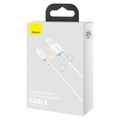 Kabelis Baseus Superior USB -> Lightning, 2.4A, 0.25m, baltas (CALYS-02) +++ TOP Komfortas 2 Kabelis Baseus Superior USB -> Lightning, 2.4A, 0.25m, baltas (CALYS-02) +++ TOP Komfortas 2