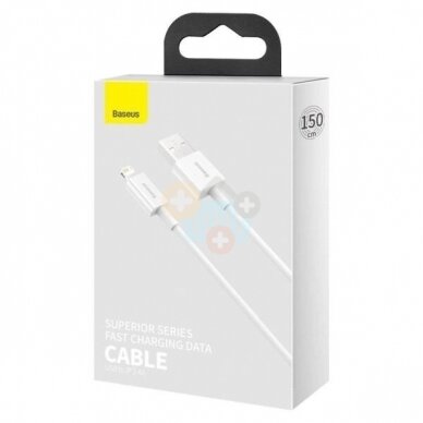 Kabelis Baseus Superior USB -> Lightning, 2.4A, 1.5m, baltas (CALYS-B02) +++ TOP Komfortas 2 Kabelis Baseus Superior USB -> Lightning, 2.4A, 1.5m, baltas (CALYS-B02) +++ TOP Komfortas 2