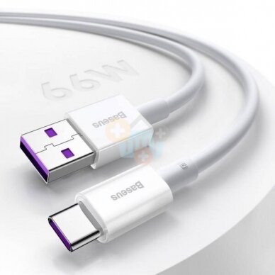 Kabelis Baseus Superior USB -> Type C, 66W, 1m, baltas (CATYS-02) +++ TOP Komfortas 2