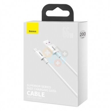 Kabelis Baseus Superior USB -> Type C, 66W, 2m, baltas (CATYS-A02) +++ TOP Komfortas 3 Kabelis Baseus Superior USB -> Type C, 66W, 2m, baltas (CATYS-A02) +++ TOP Komfortas 3
