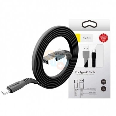 Kabelis Baseus Tough USB -> Type C, 2A, 1m, juodas (CATZY-B01) +++ TOP Komfortas 1