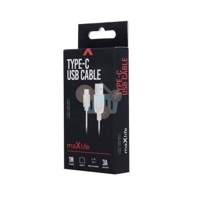 Kabelis Maxlife USB -> Type C, 3A, 1m, baltas +++ TOP Komfortas 1 Kabelis Maxlife USB -> Type C, 3A, 1m, baltas +++ TOP Komfortas 1