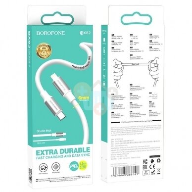 Kabelis Borofone Type C -> Lightning PD, 20W, 1m, baltas 1