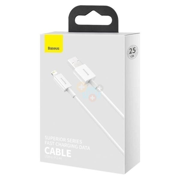Kabelis Baseus Superior USB -> Lightning, 2.4A, 0.25m, baltas (CALYS-02) +++ TOP Komfortas 2 Kabelis Baseus Superior USB -> Lightning, 2.4A, 0.25m, baltas (CALYS-02) +++ TOP Komfortas 2