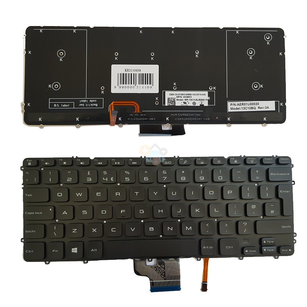 Klaviatūra DELL XPS 15 9530, UK, su pašvietimu Klaviatūra DELL XPS 15 9530, UK, su pašvietimu