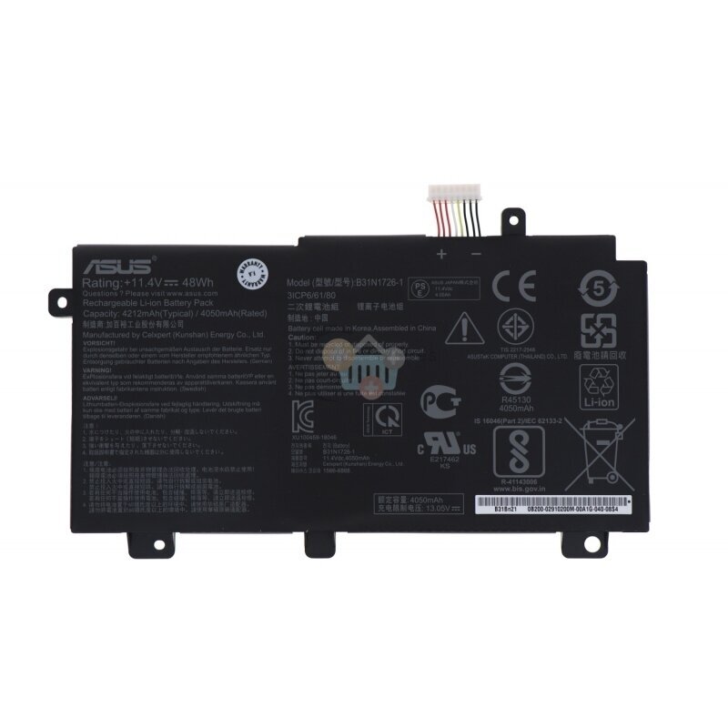 Nešiojamo kompiuterio baterija ASUS B31N1726-1 48Wh+++ TOP Saugumas Nešiojamo kompiuterio baterija ASUS B31N1726-1 48Wh+++ TOP Saugumas