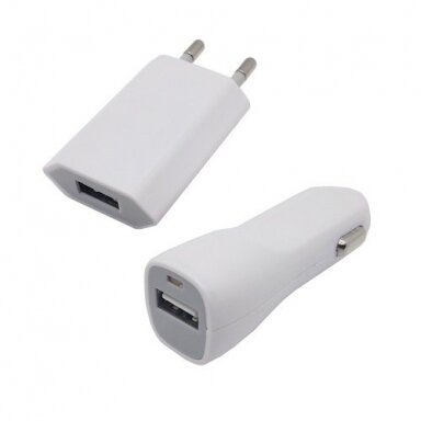 Kroviklis AC220V, USB 2.0, 1A ir 12V automobiliui USB 2.0, 2.1A