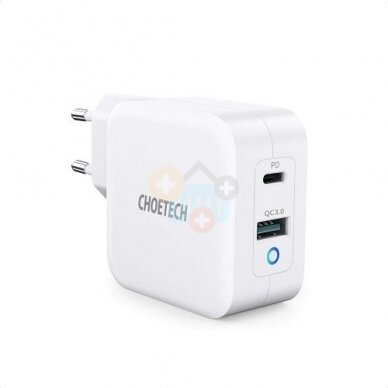 Kroviklis CHOETECH GaN USB Type-C, Type-A: 65W, PD, QC Kroviklis CHOETECH GaN USB Type-C, Type-A: 65W, PD, QC