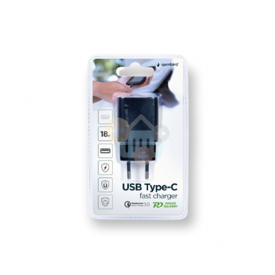 Kroviklis USB Type-C+ USB-A: 18W Fast Charge Gembird, juodas +++ TOP Balansas 3 Kroviklis USB Type-C+ USB-A: 18W Fast Charge Gembird, juodas +++ TOP Balansas 3