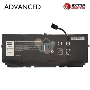 Nešiojamo kompiuterio baterija Dell XPS 13 9300 / 9310 722KK, 6000mAh, 46Wh Nešiojamo kompiuterio baterija Dell XPS 13 9300 / 9310 722KK, 6000mAh, 46Wh
