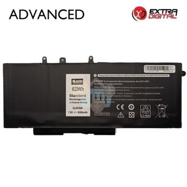 Nešiojamo kompiuterio baterija Dell Latitude 5480 / 5580 / 5490 / 5590 GJKNX, 8200mAh, 62Wh Nešiojamo kompiuterio baterija Dell Latitude 5480 / 5580 / 5490 / 5590 GJKNX, 8200mAh, 62Wh