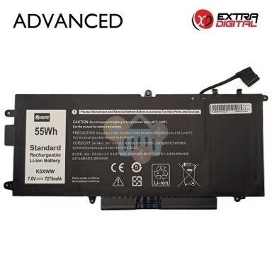 Nešiojamo kompiuterio baterija Dell Latitude 5289 / 7389 2-in-1 / 7390 2-in-1 K5XWW, 7270mAh, 55Wh Nešiojamo kompiuterio baterija Dell Latitude 5289 / 7389 2-in-1 / 7390 2-in-1 K5XWW, 7270mAh, 55Wh
