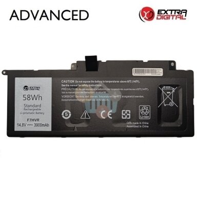 Nešiojamo kompiuterio baterija Dell Inspiron 15 / 17 F7HVR, 3900mAh, 58Wh Nešiojamo kompiuterio baterija Dell Inspiron 15 / 17 F7HVR, 3900mAh, 58Wh