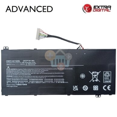 Nešiojamo kompiuterio baterija Acer Aspire V15 / V17 Nitro AC14A8L, 4605mAh, 52.5Wh Nešiojamo kompiuterio baterija Acer Aspire V15 / V17 Nitro AC14A8L, 4605mAh, 52.5Wh