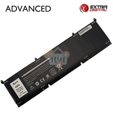Nešiojamo kompiuterio baterija Dell XPS 15 9500 / 9510 / 9520 69KF2, 6000mAh, 69Wh Nešiojamo kompiuterio baterija Dell XPS 15 9500 / 9510 / 9520 69KF2, 6000mAh, 69Wh