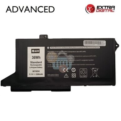 Nešiojamo kompiuterio baterija Dell Latitude 5420 / 5520 / Precision 3560 WY9DX, 3200mAh, 36Wh Nešiojamo kompiuterio baterija Dell Latitude 5420 / 5520 / Precision 3560 WY9DX, 3200mAh, 36Wh