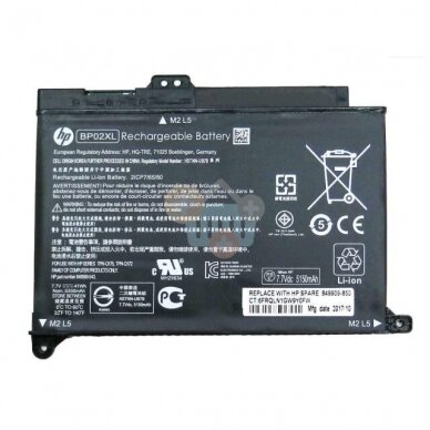 Nešiojamo kompiuterio baterija HP BP02XL, 41 Wh +++ TOP Saugumas Nešiojamo kompiuterio baterija HP BP02XL, 41 Wh +++ TOP Saugumas