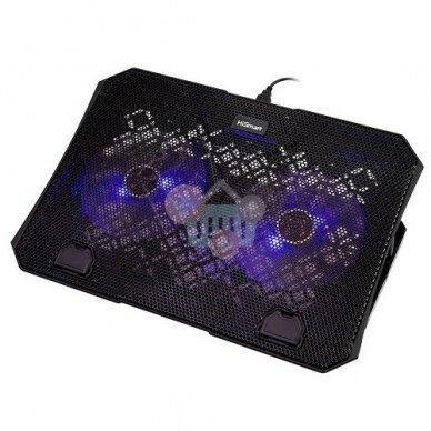 Nešiojamojo kompiuterio aušinimo stovas HISMART, su 2 LED ventiliatoriais, 5 padėčių Nešiojamojo kompiuterio aušinimo stovas HISMART, su 2 LED ventiliatoriais, 5 padėčių