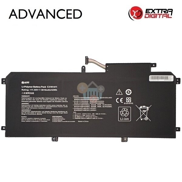 Nešiojamo kompiuterio baterija Asus ZenBook UX305 / U305 C31N1411, 3610mAh, 42Wh Nešiojamo kompiuterio baterija Asus ZenBook UX305 / U305 C31N1411, 3610mAh, 42Wh