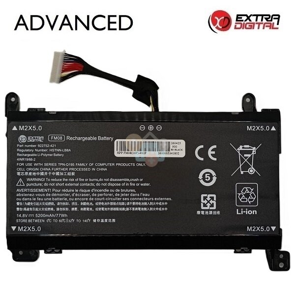 Nešiojamo kompiuterio baterija HP Omen 17-AN FM08 5200mAh 77Wh 16 pin Nešiojamo kompiuterio baterija HP Omen 17-AN FM08 5200mAh 77Wh 16 pin