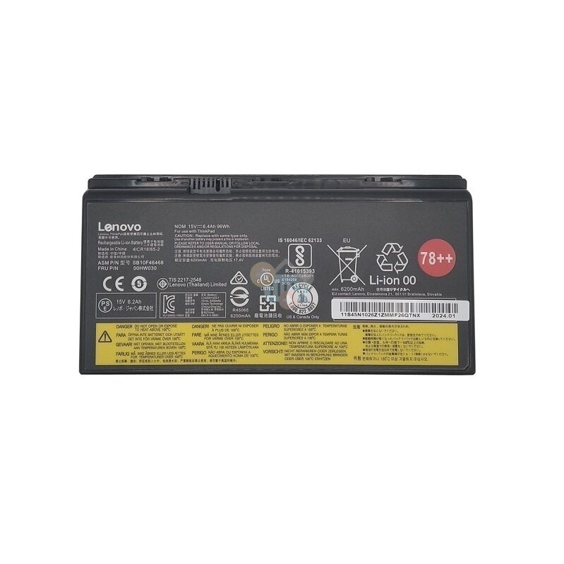 Nešiojamo kompiuterio baterija LENOVO 00HW030, 96 Wh/6400mAh +++ TOP Saugumas Nešiojamo kompiuterio baterija LENOVO 00HW030, 96 Wh/6400mAh +++ TOP Saugumas
