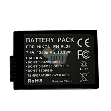 NIKON EN-EL25 baterija, 1350mAh NIKON EN-EL25 baterija, 1350mAh