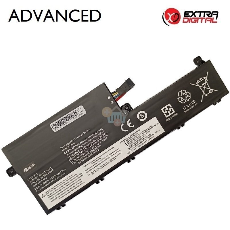Nešiojamo kompiuterio baterija Lenovo ThinkPad P15v / T15p Gen 1 / Gen 2 / Gen 3 L19L6P72 6200mAh 72Wh Nešiojamo kompiuterio baterija Lenovo ThinkPad P15v / T15p Gen 1 / Gen 2 / Gen 3 L19L6P72 6200mAh 72Wh
