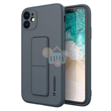 Samsung Galaxy A12 silikoninis dėklas Wozinsky Kickstand Case (mėlynas) +++ TOP Funkcionalumas Samsung Galaxy A12 silikoninis dėklas Wozinsky Kickstand Case (mėlynas) +++ TOP Funkcionalumas