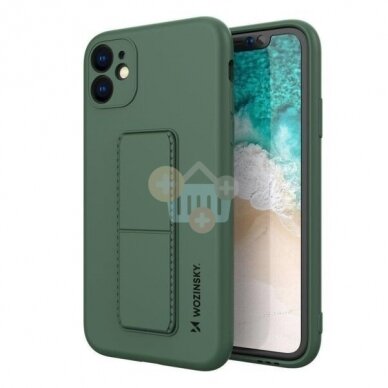 Samsung Galaxy A12 silikoninis dėklas Wozinsky Kickstand Case (tamsiai žalias) +++ TOP Funkcionalumas Samsung Galaxy A12 silikoninis dėklas Wozinsky Kickstand Case (tamsiai žalias) +++ TOP Funkcionalumas