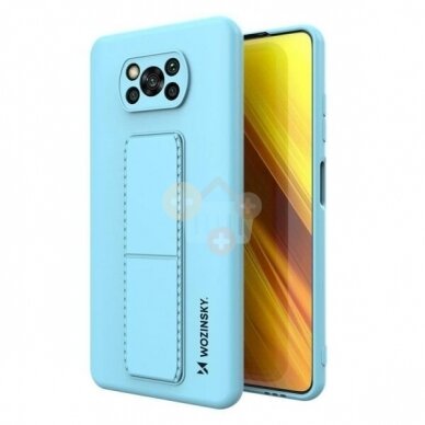 Xiaomi Poco X3 NFC / Poco X3 Pro silikoninis dėklas Wozinsky Kickstand Case (šviesiai mėlynas) +++ TOP Funkcionalumas