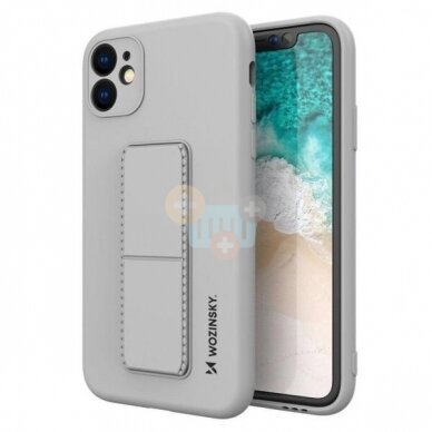 Samsung Galaxy A52s 5G / A52 5G / A52 4G silikoninis dėklas Wozinsky Kickstand Case (pilkas) +++ TOP Funkcionalumas Samsung Galaxy A52s 5G / A52 5G / A52 4G silikoninis dėklas Wozinsky Kickstand Case (pilkas) +++ TOP Funkcionalumas