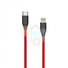 Silikoninis kabelis Type C-Lightning (raudonas, 2m)+++ TOP Komfortas