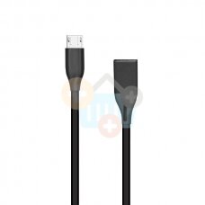 Silikoninis kabelis USB-Micro USB (juodas, 1m) +++ TOP Komfortas