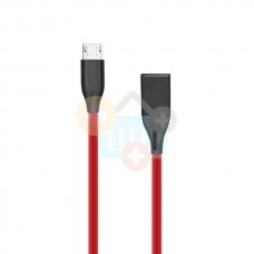 Silikoninis kabelis USB-Micro USB (raudonas, 2m) +++ TOP Komfortas