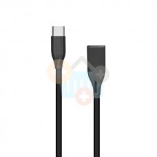Silikoninis kabelis USB-Type C (juodas, 2m) +++ TOP Komfortas