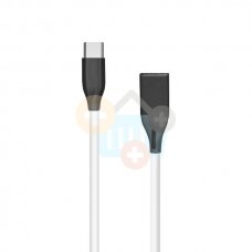 Silikoninis kabelis USB-USB Type C (baltas, 1m)