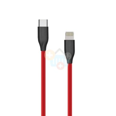 Silikoninis kabelis Type C-Lightning (raudonas, 1m)+++ TOP Komfortas Silikoninis kabelis Type C-Lightning (raudonas, 1m)+++ TOP Komfortas