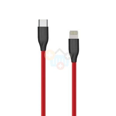 Silikoninis kabelis Type C-Lightning (raudonas, 2m)+++ TOP Komfortas Silikoninis kabelis Type C-Lightning (raudonas, 2m)+++ TOP Komfortas