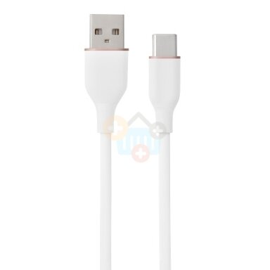 Silikoninis kabelis USB Type-A - Type-C (baltas, 2m)