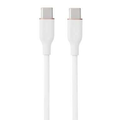 Silikoninis kabelis USB Type-C - Type-C, 100W (baltas, 1m) Silikoninis kabelis USB Type-C - Type-C, 100W (baltas, 1m)