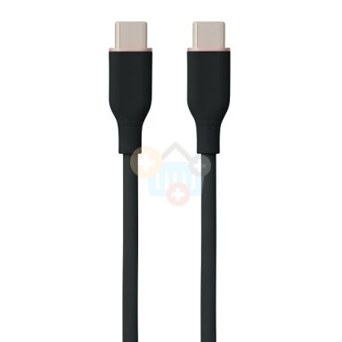 Silikoninis kabelis USB Type-C - Type-C, 100W (juodas, 3m) Silikoninis kabelis USB Type-C - Type-C, 100W (juodas, 3m)
