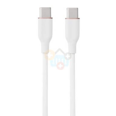 Silikoninis kabelis USB Type-C - Type-C, 60W (baltas, 1m)