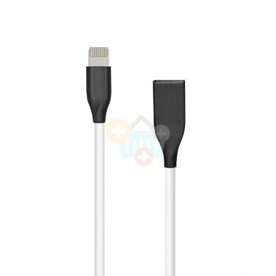 Silikoninis kabelis USB- Lightning (baltas, 2m) +++ TOP Komfortas