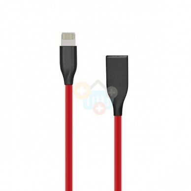 Silikoninis kabelis USB-Lightning (raudonas, 1m)+++ TOP Komfortas
