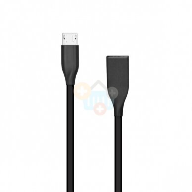Silikoninis kabelis USB-Micro USB (juodas, 1m) +++ TOP Komfortas