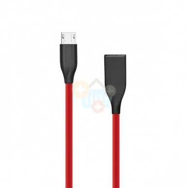 Silikoninis kabelis USB-Micro USB (raudonas, 1m) +++ TOP Komfortas Silikoninis kabelis USB-Micro USB (raudonas, 1m) +++ TOP Komfortas