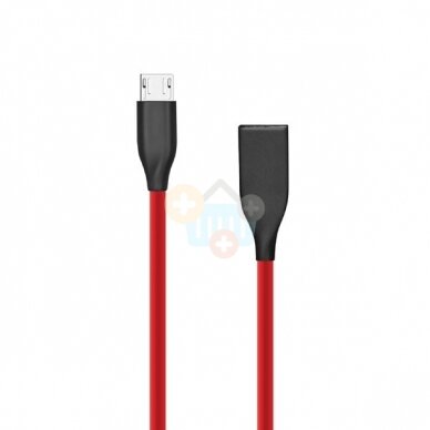 Silikoninis kabelis USB-Micro USB (raudonas, 1m) +++ TOP Komfortas