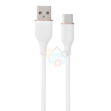 Silikoninis kabelis USB Type-A - Type-C (baltas, 1m) Silikoninis kabelis USB Type-A - Type-C (baltas, 1m)